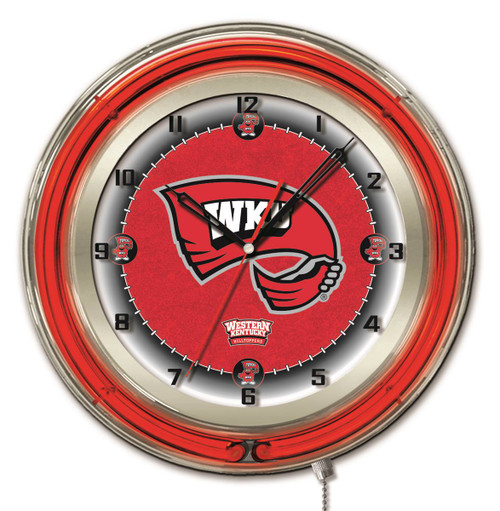 19" Western Kentucky University Clock w/ Double Neon Ring Image 1