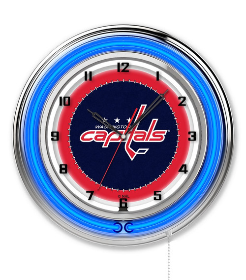 19" Washington Capitals Clock w/ Double Neon Ring Image 1