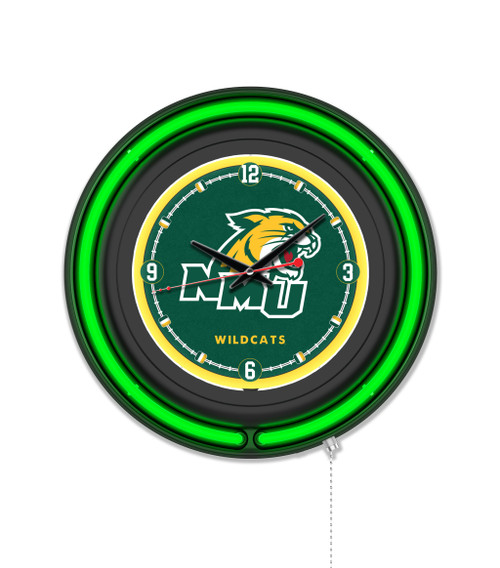 Northern Michigan University 15" Double Neon Clock w/ Black Case