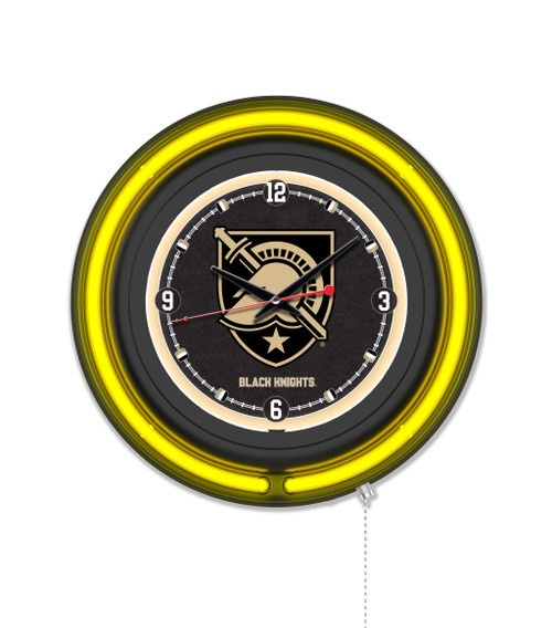 US Military Academy 15" Double Neon Clock w/ Black Case