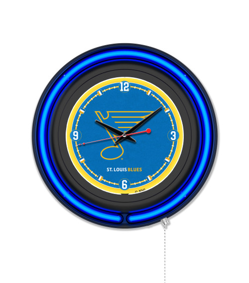 St Louis Blues 15" Double Neon Clock w/ Black Case