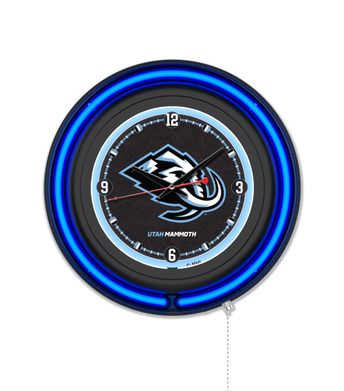 Utah Mammoth 15" Double Neon Clock w/ Black Case