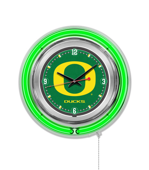 15" University of Oregon Clock w/ Double Neon Ring