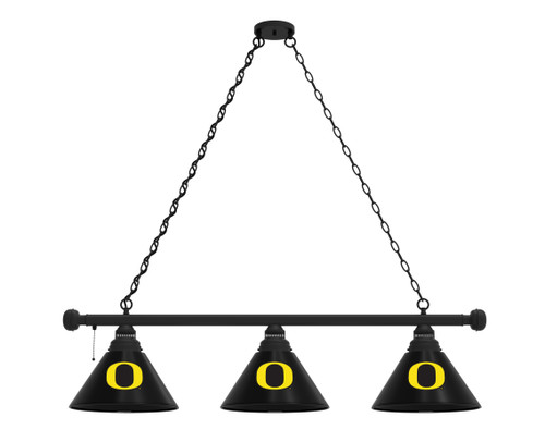 University of Oregon 3 Shade Billiard Light with Black Fixture