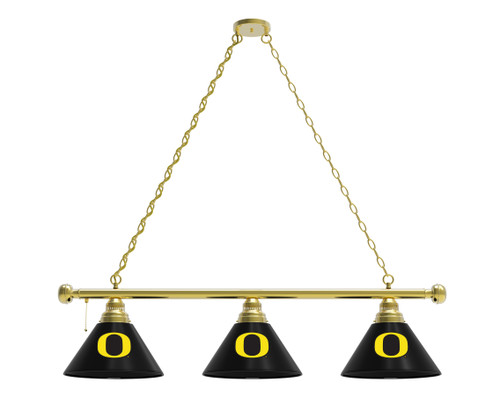 Oregon Ducks 3-Shade Billiard Light with Brass Finish