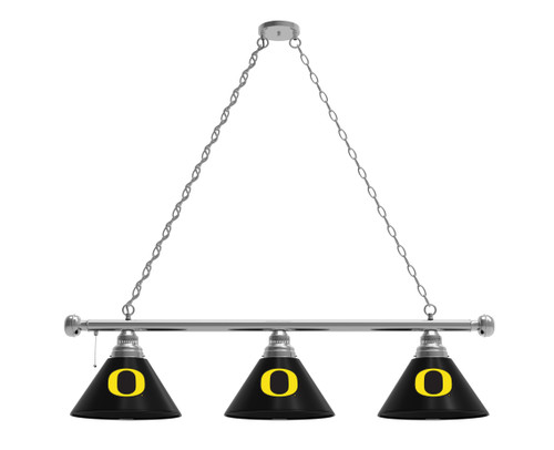 University of Oregon 3 Shade Billiard Light with Chrome Fixture