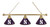 Northwestern Billiard Light w/ Wildcats Logo - 3 Shade (Brass) Image 1