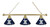 Xavier Billiard Light w/ Musketeers Logo - 3 Shade (Brass) Image 1