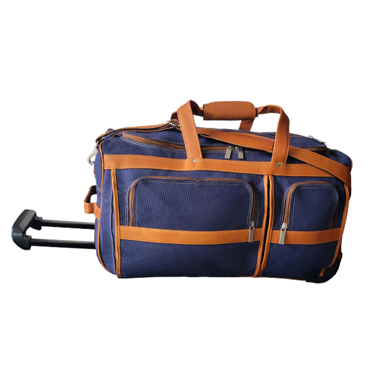 Navy Blue Rolling Duffle Bag