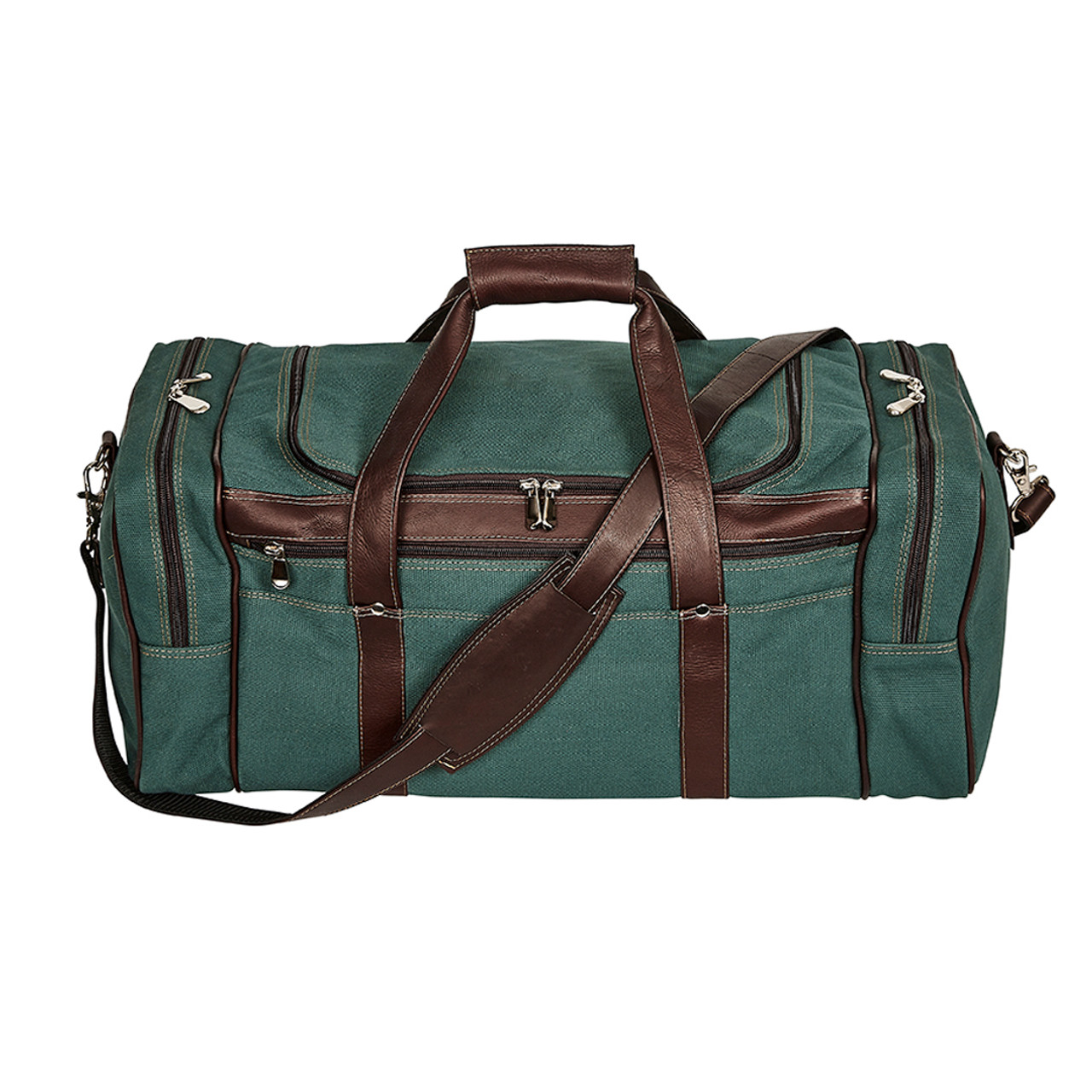 Green canvas shop duffle bag