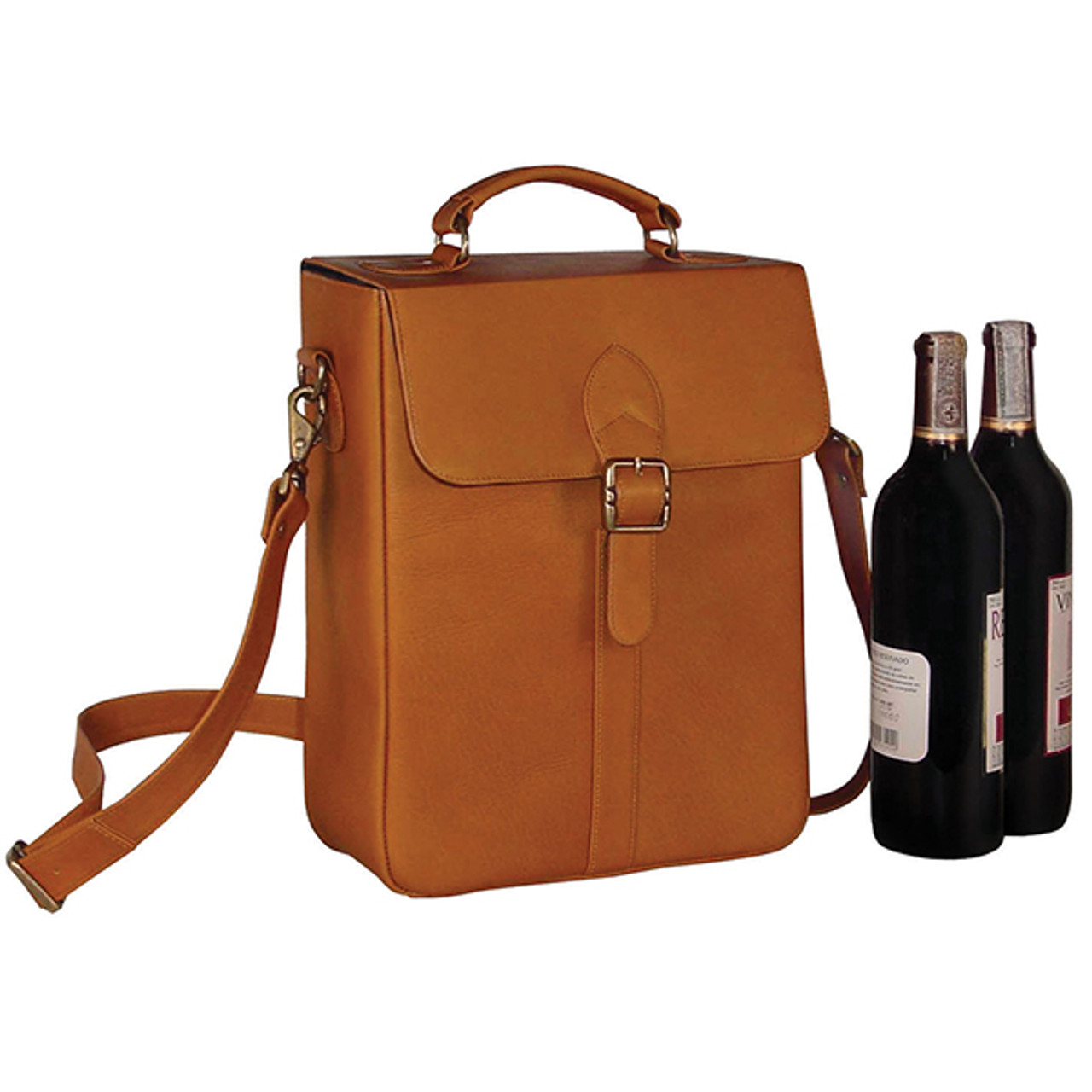 Vintium 1-Bottle Leather Wine Bag with Buckle — Cana Wine Company