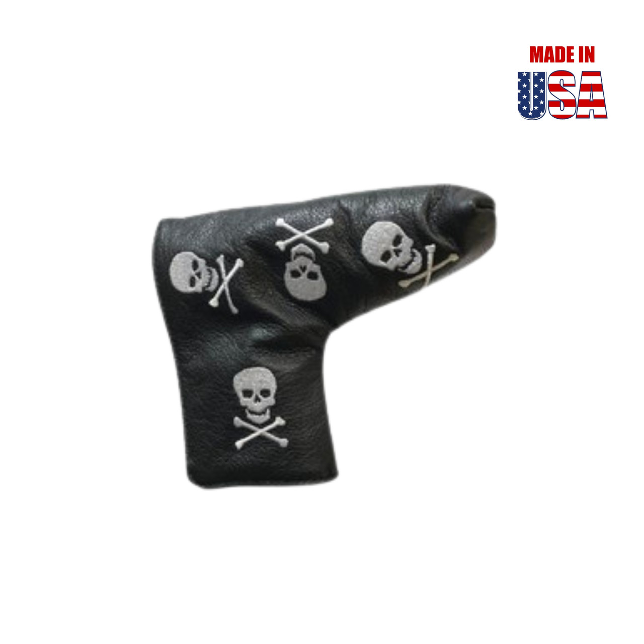 Blade Style Putter Covers in American Leather Skull Embroidery