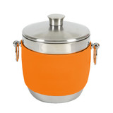 Orange American Leather Wrap on Stainless Steel Ice Bucket