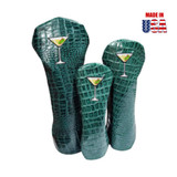 Martini Glass on Leaf Green Alligator Print Leather Headcover Set