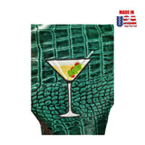 Martini Glass on Leaf Green Alligator Print Leather Headcover Set