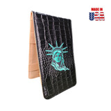 Scorecard Holder & Yardage Book, Statue of Liberty & New York on Black Alligator 1