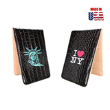 Scorecard Holder & Yardage Book, Statue of Liberty & New York on Black Alligator 4