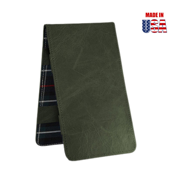 Premium Pull-Up Forest Green Leather Scorecard & Yardage Book Holder