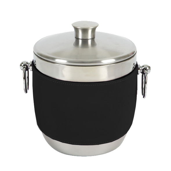 Black American Leather Wrap on Stainless Steel Ice Bucket