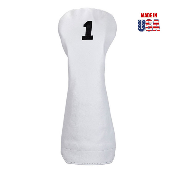Driver in White American Leather with #1 in Black Embroidery