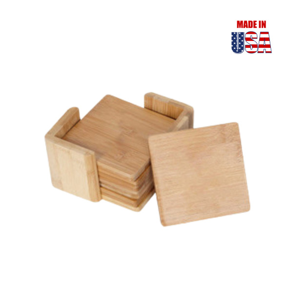 Square Bamboo Coaster set of 6 coasters