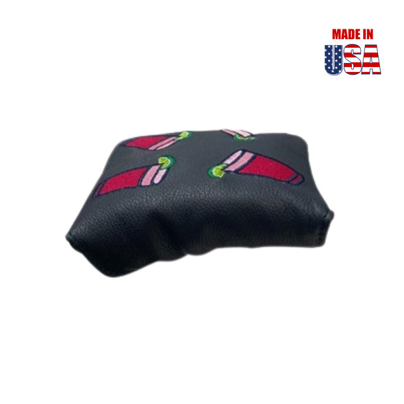 Universal Mallet Putter Covers in Navy American Leather with Country Club Cocktail Embroidery