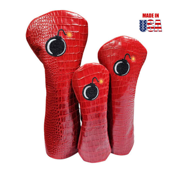 BOMB IT on Ferrari Red Alligator Print Leather Headcover Set