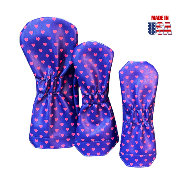 Pink Hearts on Purple Synthetic Headcovers 2