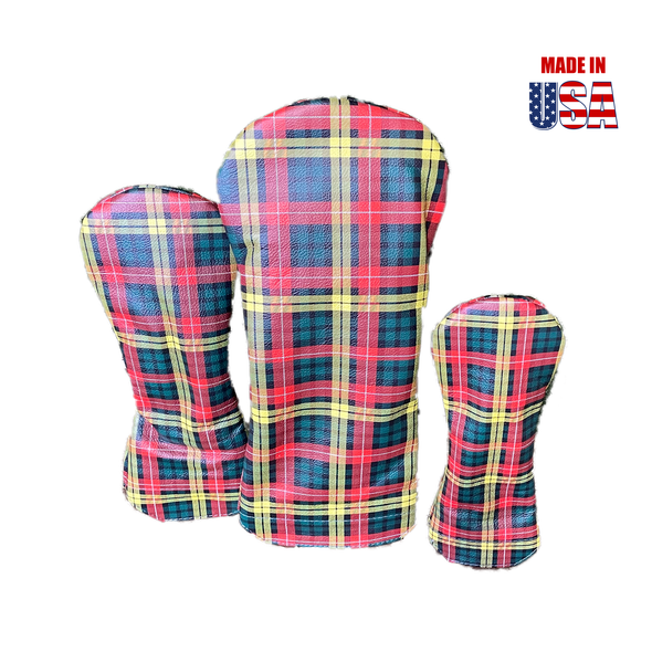 Tartan Plaid Leather Headcovers 1