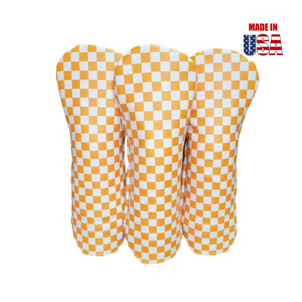 Tennessee Orange Checkerboard Digital Print Fairway Leather Headcover, 1 winstoncollection.com