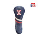 #X Fairway Navy with White/Red Stripe White Embroidery with Red Outline