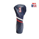 Driver Navy with White/Red Stripe White Embroidery with Red Outline