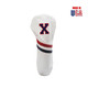 #X Fairway White with Red/Navy Stripe Navy Embroidery with Red Outline