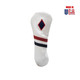#Diamond Hybrid White with Red/Navy Stripe Navy Embroidery with Red Outline