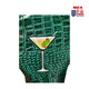 Martini Glass on Leaf Green Alligator Print Leather Headcover Set