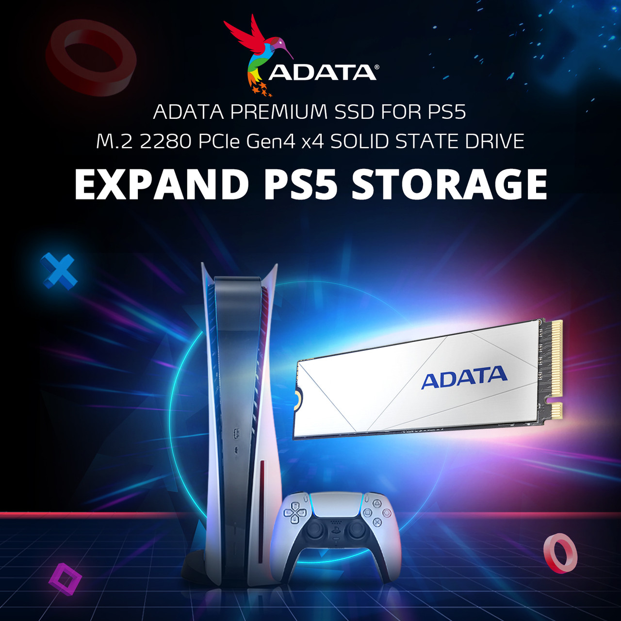 ADATA PREMIUM SSD FOR PS5 1TB PCIe Gen4 x4 M.2 2280 Internal Solid State  Drive, White SSD, Ideal for Gaming, PS5 Compatible - Innogrit IG5236