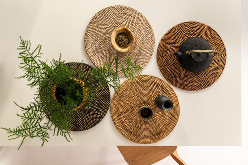 Round Dark Brown Rattan Placemat