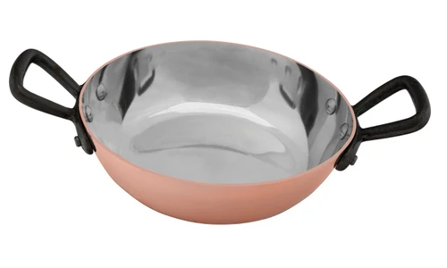 Copper Round Serving Dish with Cast Iron Handles 16cm