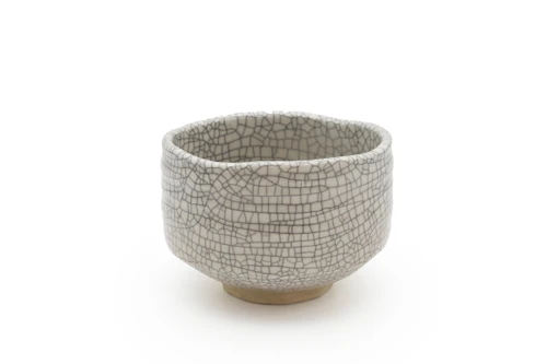 White Crackle Matcha Bowl