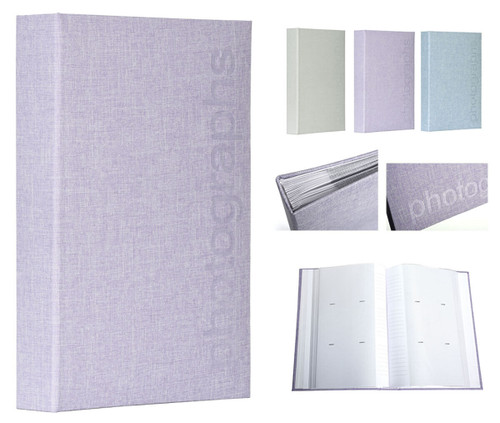 Large 300 Photo Album Textured Linen Lilac Memo Area Slip In Holds 6 x 4 Photos Large 300 Photo Album Textured Linen Lilac Memo Area Slip In Holds 6 x 4 Photos