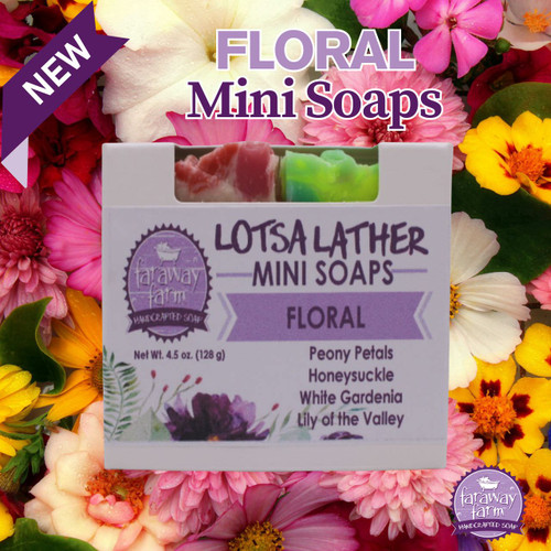 Faraway Farm Floral Lotsa Lather Mini Soaps - NEW