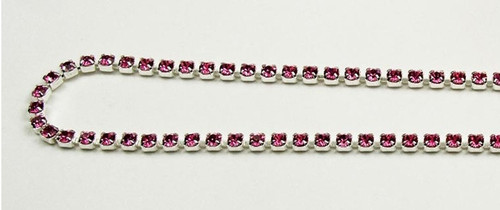 14PP (2.1mm) Rose rhinestone cup chain, 106 stones per foot