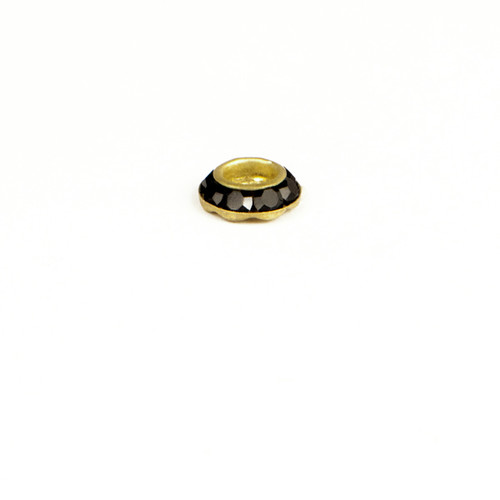 RL509-JE; Round multiple stone Rondelle setting, 8 - 18pp stones, approx. 8.0mm, Jet - 6 pieces per package