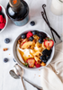 yogurt with fresh fruit, vanilla and maple syrup 