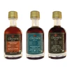 Premium maple syrup trio in petite 50ML (1.7 FL OZ) window box featuring Amber, bourbon & vanilla, front view
