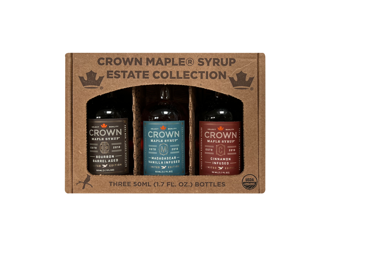 Crown Maple® Infused Trio Collection in Petite 50ML (1.7 FL OZ) Window Box Featuring Bourbon