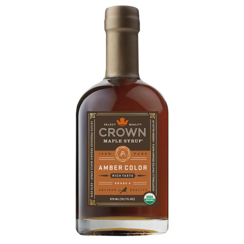 The aromas and flavors of gingerbread, roasted chestnut, toffee, and a hint of clove and nutmeg, are showcased in Crown Maple Amber Color Rich Taste organic, pure maple syrup which presents a medium-body feel with a depth of luxurious flavors.