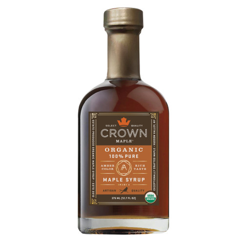 Amber Color Rich Taste 100% pure organic maple syrup 250ML bottle, front label view