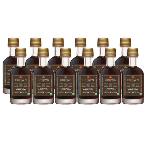 12 Bourbon Barrel Aged organic maple syrup 50ML bottles