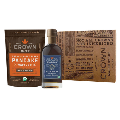 Organic Maple Sugar Pancake Mix with Blueberry organic maple syrup with Royal Treatment Box